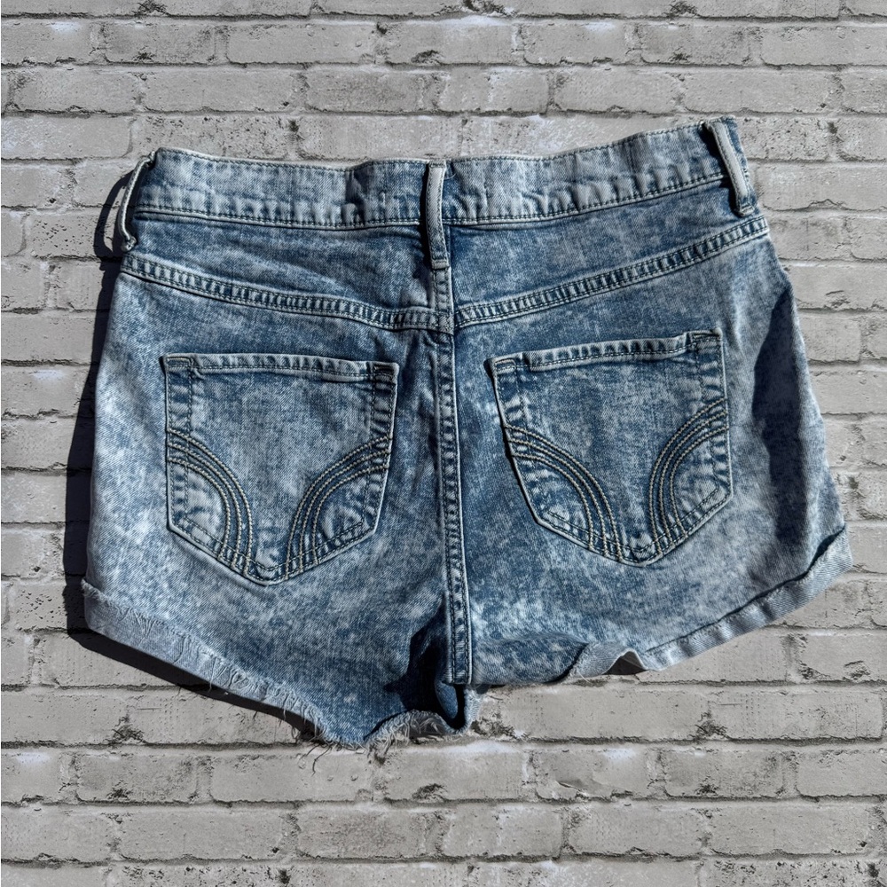 Hollister Blue Jean Shorts Size 27 Distressed Cut-Offs